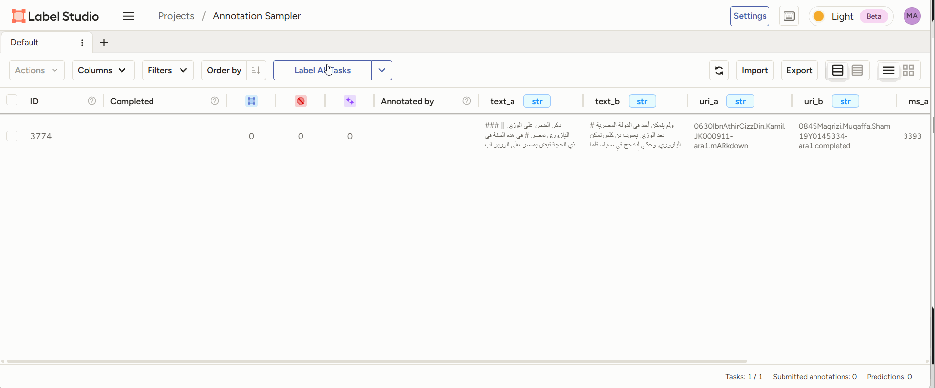Figure 3: annotators are given two pieces of text of which a part is highlighted. The annotator’s task is to decide which form of paraphrase this is an example of.
