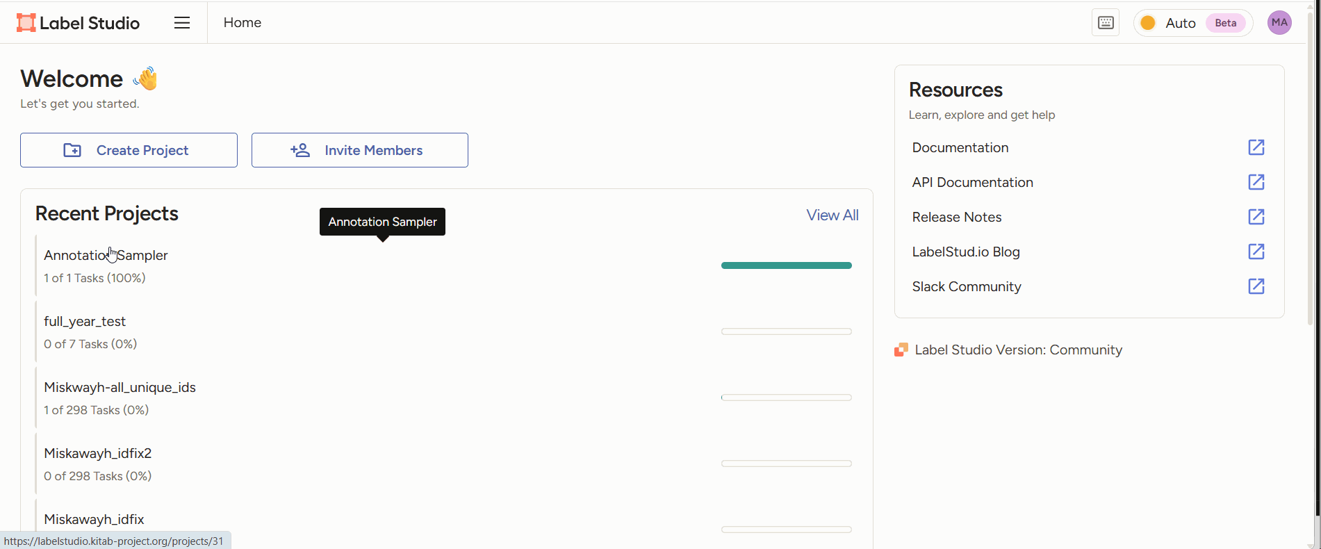 Navigating through label studio